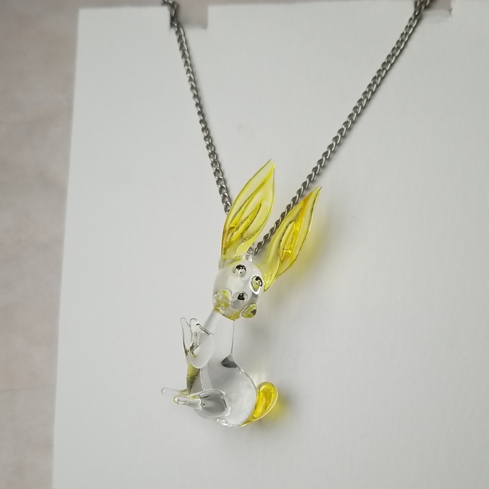 Yellow Clear Resin Rabbit Pendant